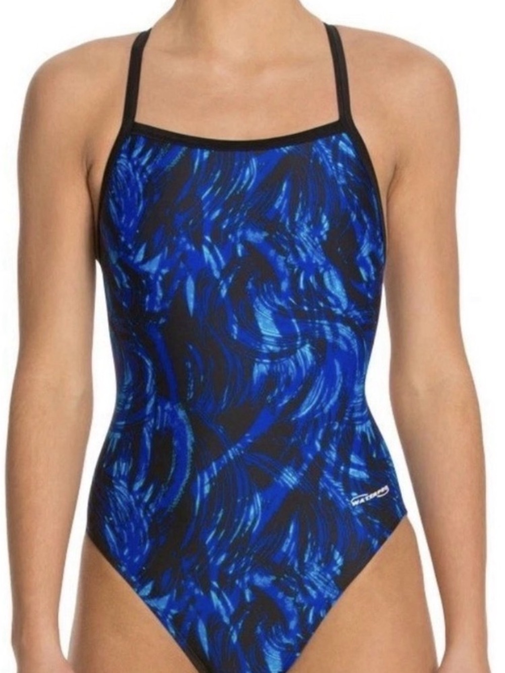 WATERPRO size 38 BLUE Brushstroke One-Piece Swimwear